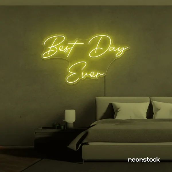 Best Day Ever neon sign in lemon yellow for wedding and birthday party decor