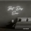 Best Day Ever neon sign in white for weddings, events, and celebration backdrops.