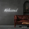 Blessed neon sign in white for spiritual decor, homes, and motivational spaces.