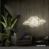 Rose neon sign in neutral white for bedroom, lounge, or salon decor