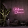 California Dreamin' neon sign in baby pink for beachy decor, cozy interiors, and travel-inspired rooms.