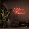 California Dreamin' neon sign in peachy pink for beachy decor, cozy interiors, and travel-inspired rooms.