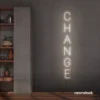 Change neon sign in neutral white for motivational spaces, offices, dorms, and modern decor.