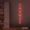 Change neon sign in peachy pink for motivational spaces, offices, dorms, and modern decor.