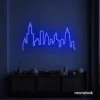 Skyline neon sign in dark blue color