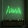 Skyline neon sign in green color
