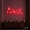 Skyline neon sign in red color