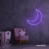 Moon neon sign in purple for kids' rooms, nurseries, and celestial-themed home decor.