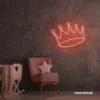 Crown neon sign in peachy pink for kids' rooms, princess themes, and royal wall decor.