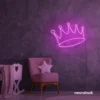 Crown neon sign in pink for kids' rooms, princess themes, and royal wall decor.