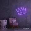 Crown neon sign in purple for kids' rooms, princess themes, and royal wall decor.