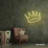 Crown neon sign in warm white for kids' rooms, princess themes, and royal wall decor.