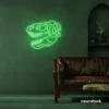 Dinosaur skull neon sign in green for prehistoric wall art and edgy decor.