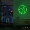 Earth neon sign in deep green – glowing LED planet decor for nature lovers and science fans.