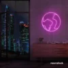 Earth neon sign in pink – glowing LED planet decor for nature lovers and science fans.