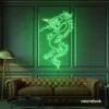 Dragon neon sign in green – bold LED mythical creature light for man caves and gaming rooms.