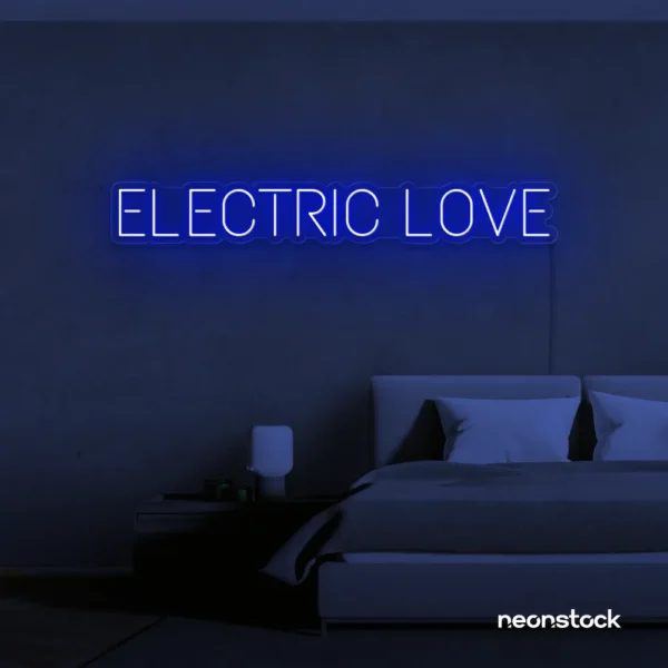 Electric Love neon sign in dark-blue for wedding decor, engagement parties, romantic events