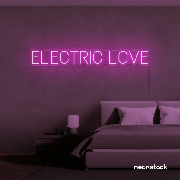 Electric Love neon sign in baby-pink for wedding decor, engagement parties, romantic events
