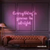 Everything's Gonna Be Alright neon sign in baby pink for calming interiors, wellness decor, and positive spaces.