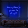 Everything's Gonna Be Alright neon sign in dark blue for calming interiors, wellness decor, and positive spaces.