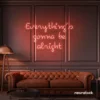 Everything's Gonna Be Alright neon sign in peachy pink for calming interiors, wellness decor, and positive spaces.
