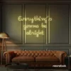 Everything's Gonna Be Alright neon sign in warm white for calming interiors, wellness decor, and positive spaces.