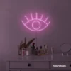 Eyes neon sign in baby pink for dorm rooms, glam decor, and modern wall art.