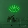 Eyes neon sign in deep green for dorm rooms, glam decor, and modern wall art.