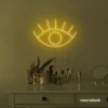 Eyes neon sign in golden yellow for dorm rooms, glam decor, and modern wall art.