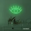 Eyes neon sign in green for dorm rooms, glam decor, and modern wall art.