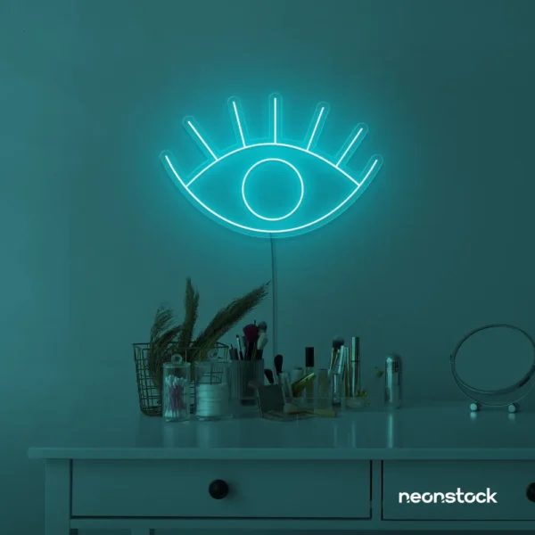 Eyes neon sign in mint green for dorm rooms, glam decor, and modern wall art.