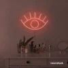 Eyes neon sign in peachy pink for dorm rooms, glam decor, and modern wall art.