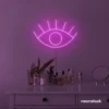 Eyes neon sign in pink for dorm rooms, glam decor, and modern wall art.