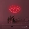 Eyes neon sign in red for dorm rooms, glam decor, and modern wall art.