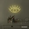 Eyes neon sign in warm white for dorm rooms, glam decor, and modern wall art.