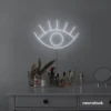 Eyes neon sign in white for dorm rooms, glam decor, and modern wall art.