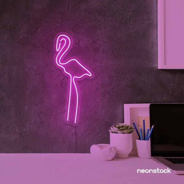 Flamingo neon sign in pink for kids room or tropical-themed decor
