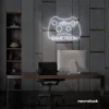 Gaming controller neon sign in white for game rooms, stream setups, and kids' walls.