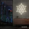 Geometric neon sign in neutral white – stylish LED wall decor for modern interiors.