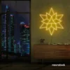 Geometric neon sign in green – stylish LED wall decor for modern interiors.
