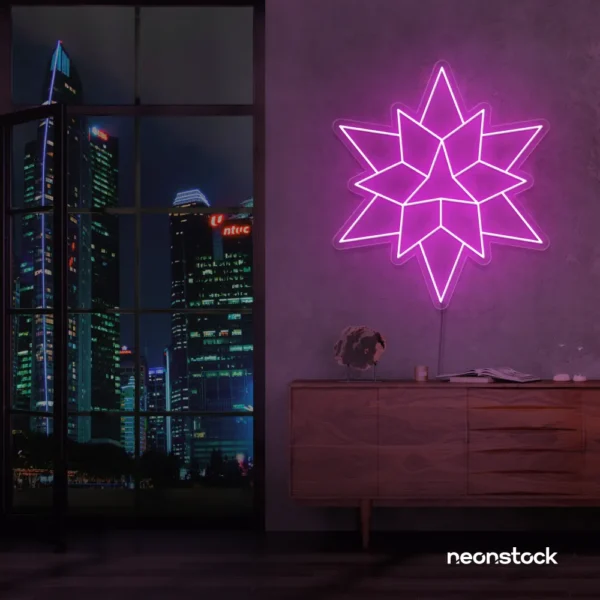 Geometric neon sign in pink – stylish LED wall decor for modern interiors.
