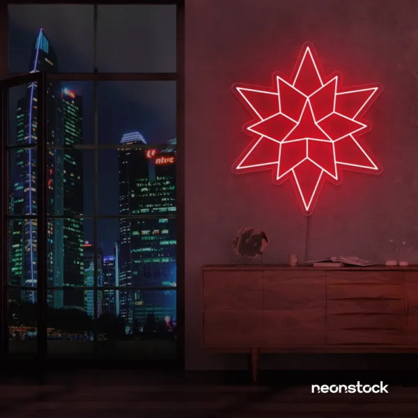 Red Geo Shape Neon Sign – Bold geometric design for contemporary home and office lighting.