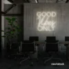Good Vibes Only neon sign in neutral white for home, bar, or garage wall decor.