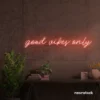 Good Vibes Only neon sign in peachy pink for dorm rooms, coffee shops, and positivity-filled spaces.