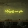 Happily Ever neon sign in lemon yellow for wedding decor