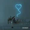Heart balloon neon sign in ice blue for kids' rooms, Valentine's Day decor, and romantic wall styling.