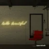 Hello Beautiful neon sign in warm white for beauty salons, makeup rooms, and glam decor.