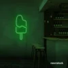 Ice Cream Popsicle neon sign in deep green for dessert cafés, ice cream parlors, and playful restaurant decor.