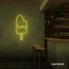 Ice Cream Popsicle neon sign in lemon yellow for dessert cafés, ice cream parlors, and playful restaurant decor.