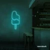 Ice Cream Popsicle neon sign in mint green for dessert cafés, ice cream parlors, and playful restaurant decor.